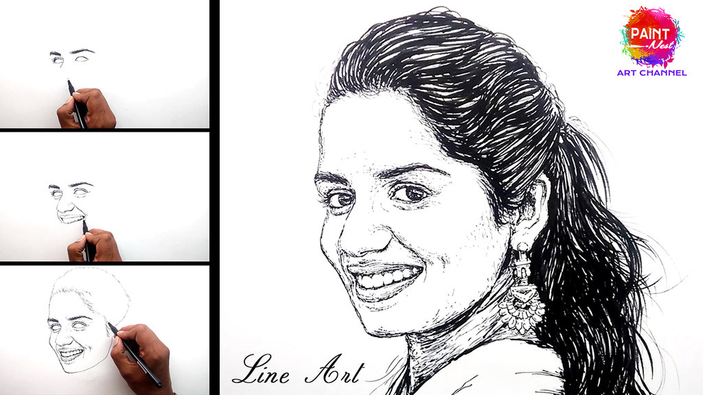 1024x576 Portrait Drawing Pen Art Art Online By Paintnest - Portrait Sketch Online