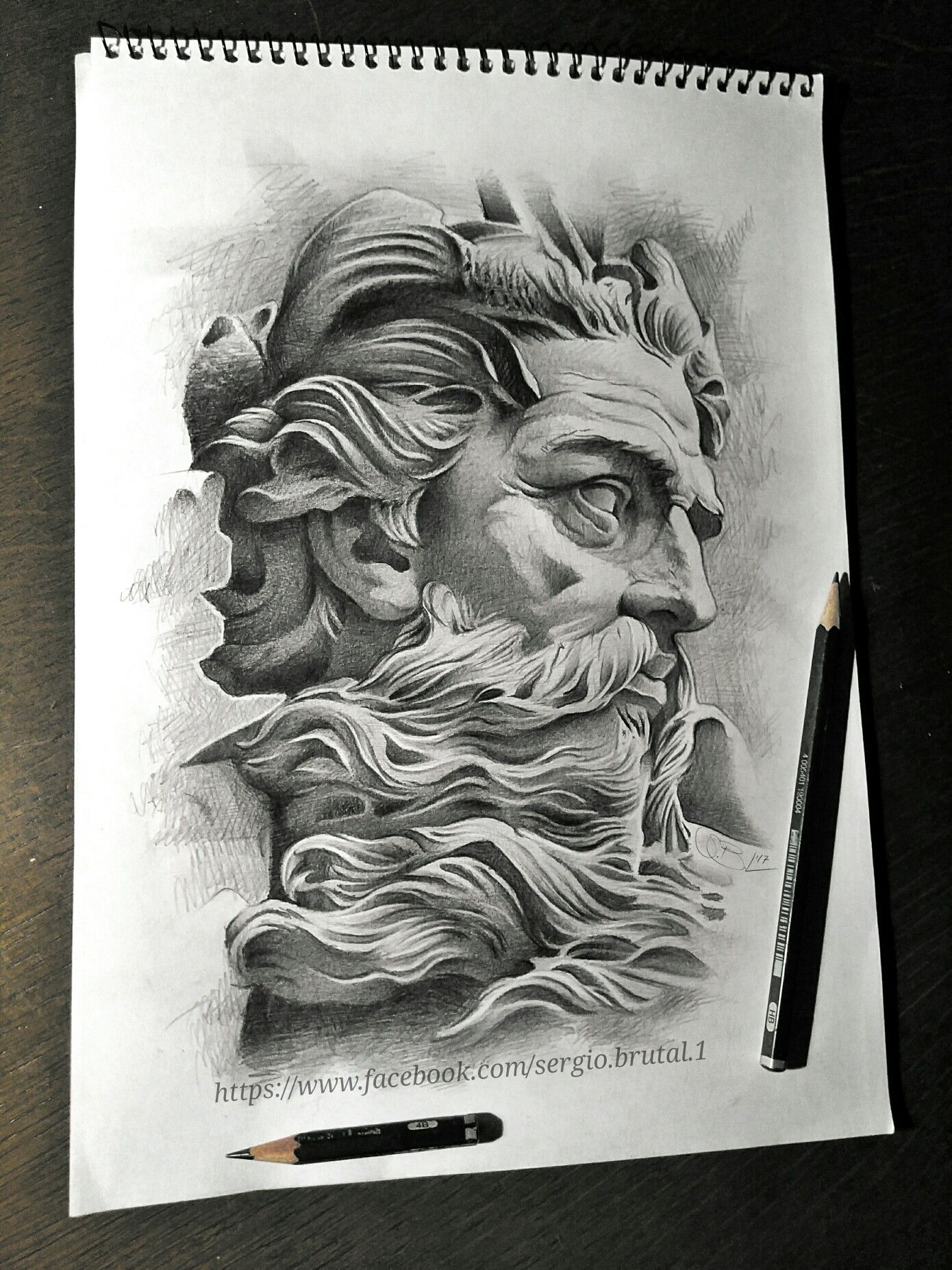 1390x1854 Poseidon Drawing Sketch.... Pencil Portraits - Poseidon Sketch