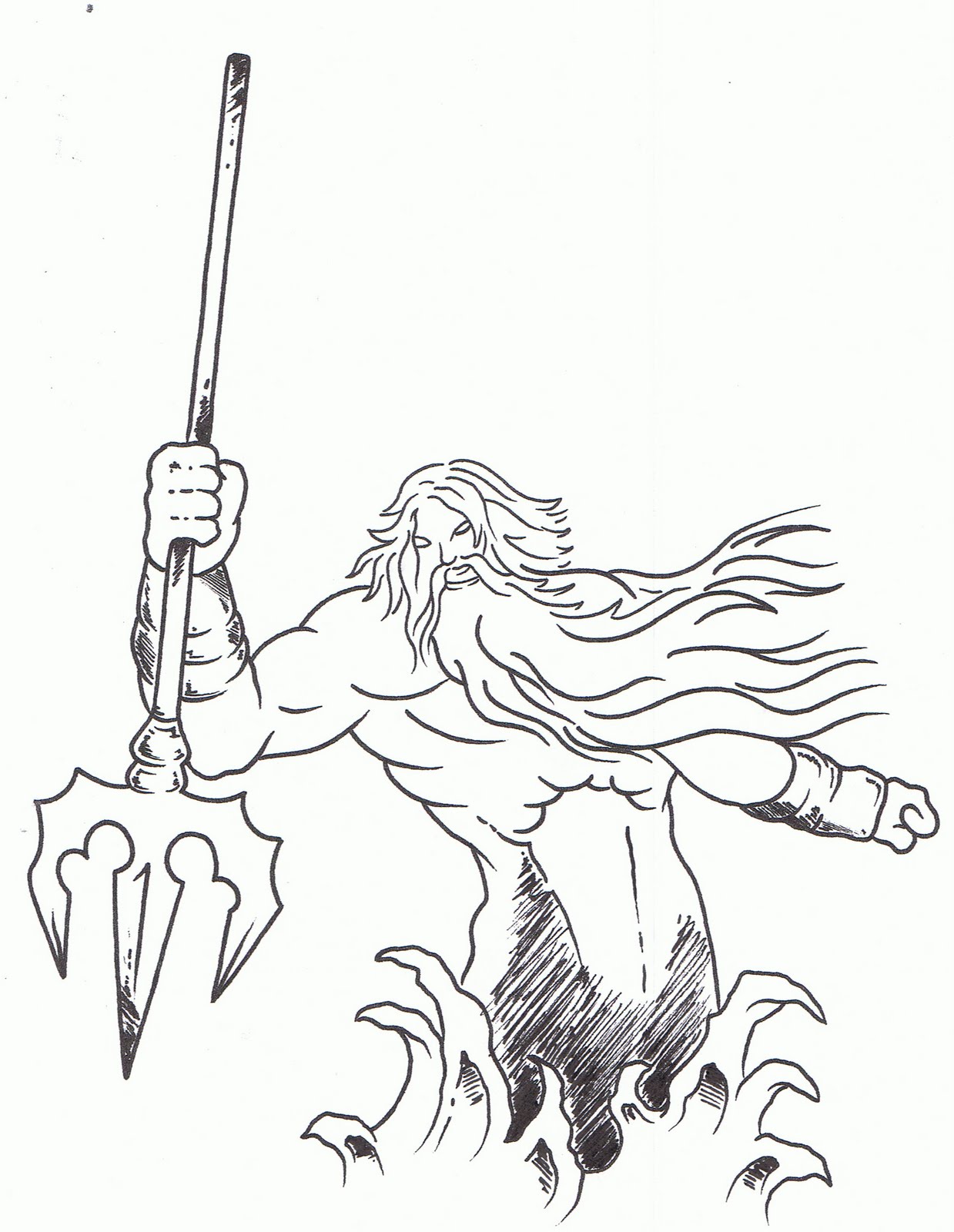 1239x1600 Poseidon Sketch Drawing Skill - Poseidon Sketch