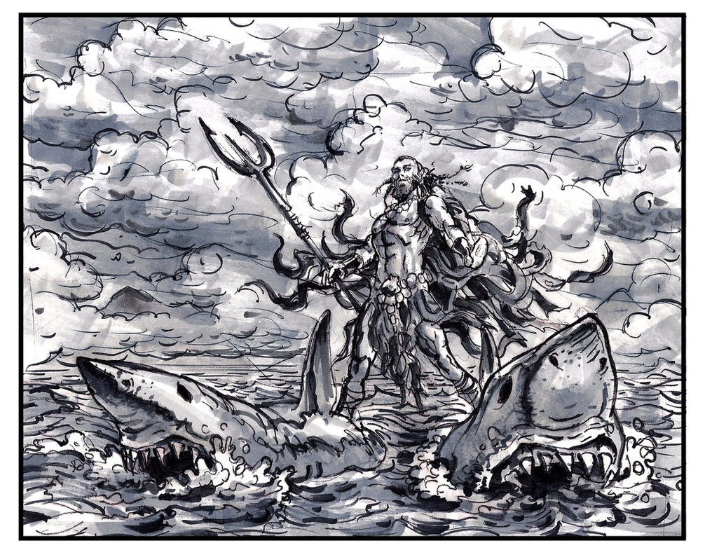 1006x795 Poseidon Sketch By Wicked Scott - Poseidon Sketch