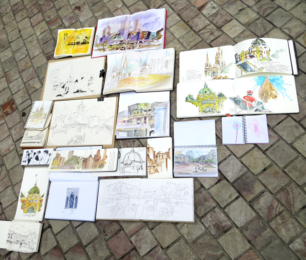 1200x1021 Urban Sketchers Australia January 2014 - Post It Sketches