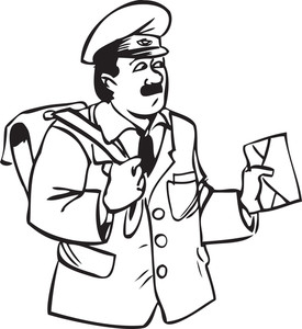 275x300 Illustration Of A Drawing Of A Happy Postman On A White Background - Postman Sketch