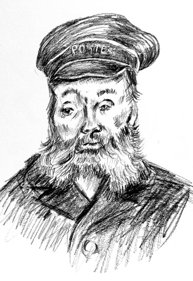 620x900 Portrait Of Postman Drawing By Hae Kim - Postman Sketch