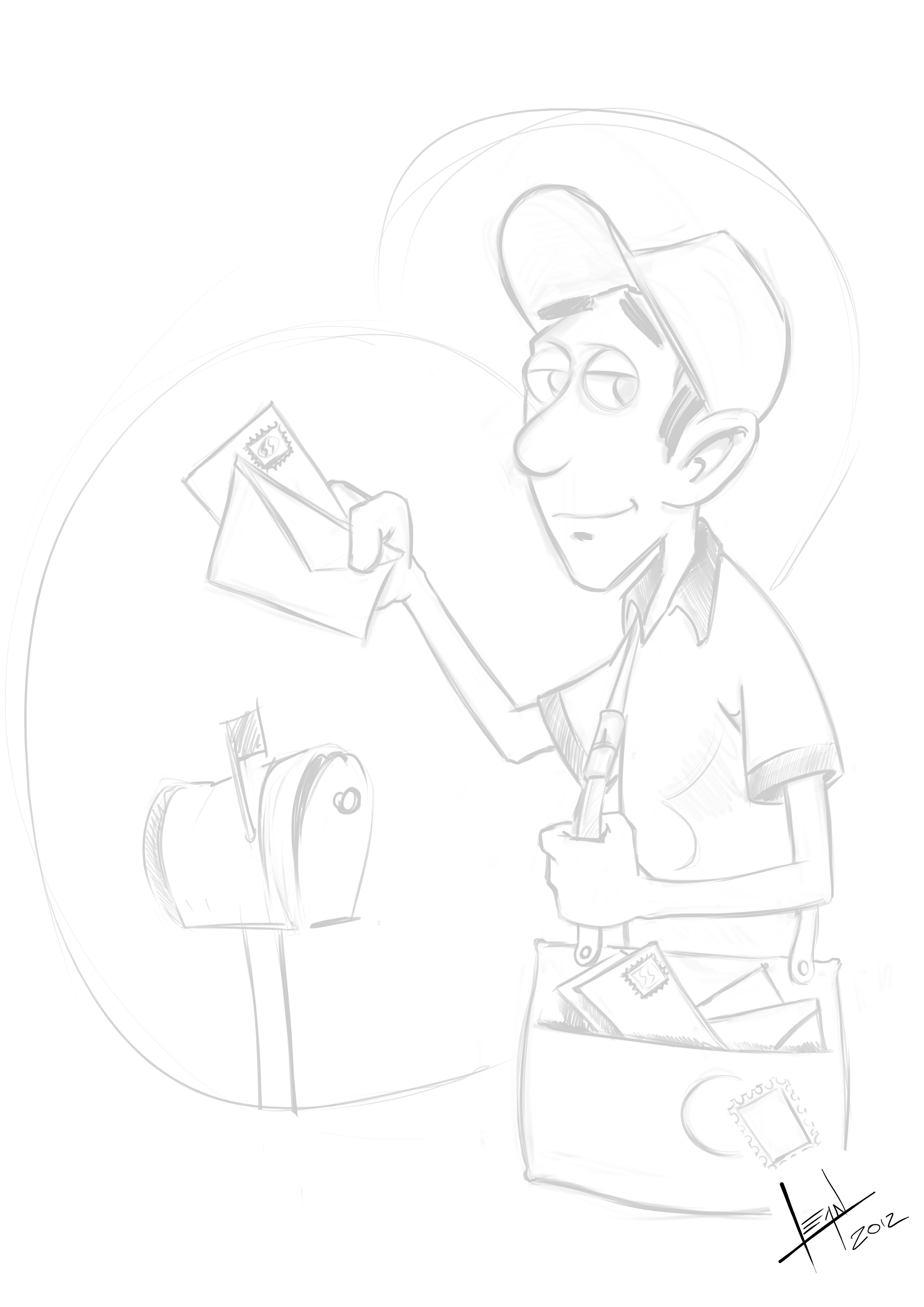 3508x4961 Postman - Postman Sketch