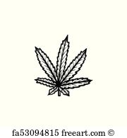 180x195 Free Art Print Of Dude Marijuana Sketch. Doodle Style Dude - Pot Leaf Sketch