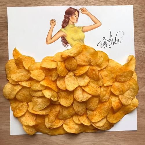 500x500 Miss. Chips Made Out Of Potato Chips. Edgar Artis - Potato Chip Sketch
