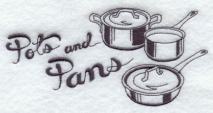 417x222 Machine Embroidery Designs - Pots And Pans Sketch