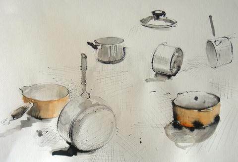 480x327 Pots And Pans Philip Hutton Art - Pots And Pans Sketch