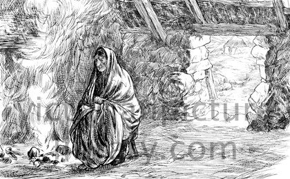 420x260 Irish Peasant Cottage Interior Poverty Victorian Picture Library - Poverty Sketch