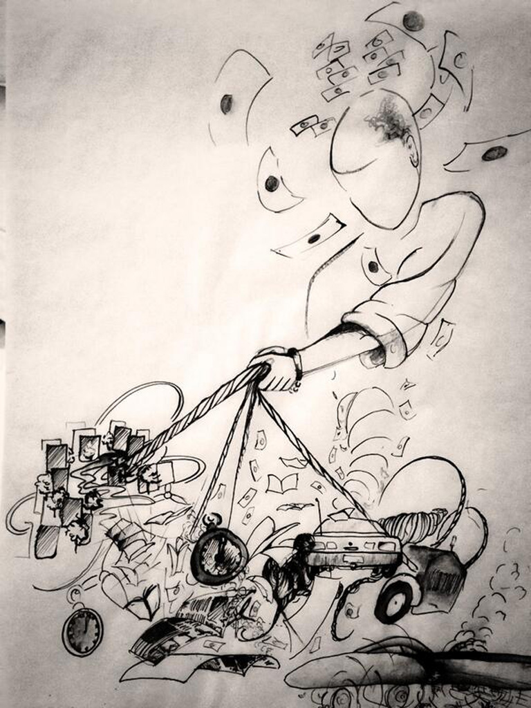 768x1024 Drawing Carolin Rechberg - Poverty Sketch