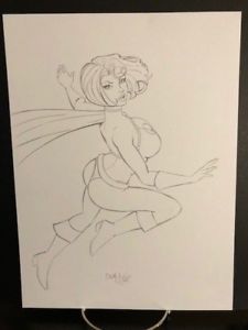 225x300 Power Girl Kara Zor L Superman Original Dc Comic Art Sketch Inked - Power Girl Sketch