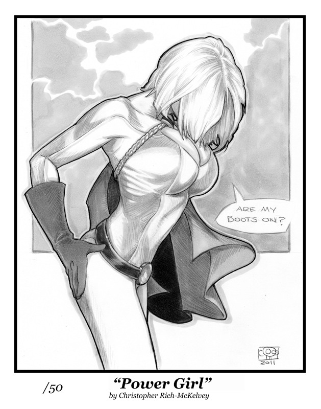 629x800 Power Girl Bald Guy - Power Girl Sketch
