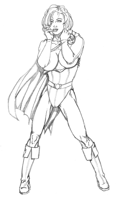 455x781 Power Girl Pencil Sketch By Mmunshaw - Power Girl Sketch