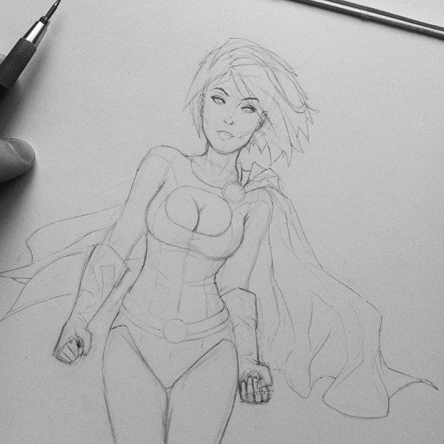 640x640 Power Girl Sketch. - Power Girl Sketch