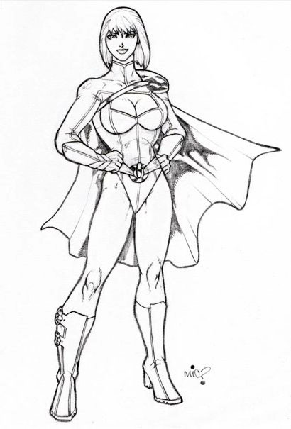 410x605 Sketch Power Girl By Micquestion - Power Girl Sketch