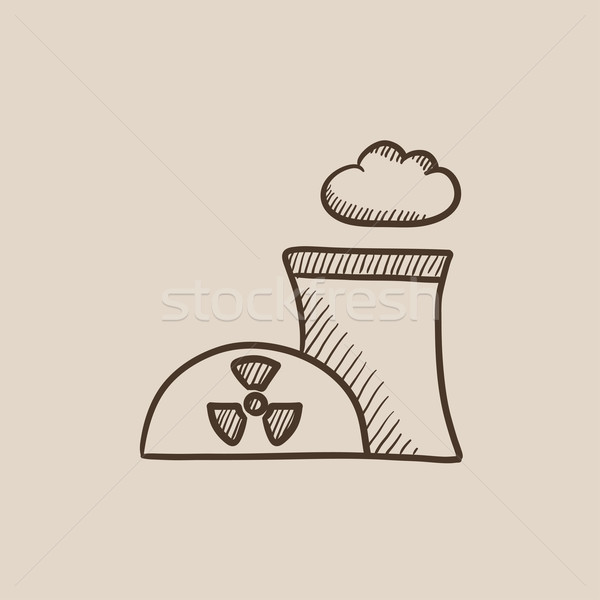 600x600 Nuclear Power Plant Sketch Icon. Vector Illustration Andrei - Power Plant Sketch