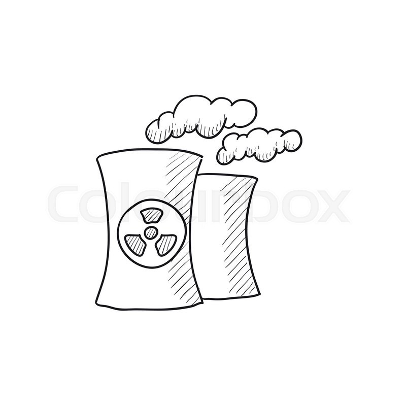 800x800 Nuclear Power Plant Vector Sketch Icon Isolated On Background - Power Plant Sketch