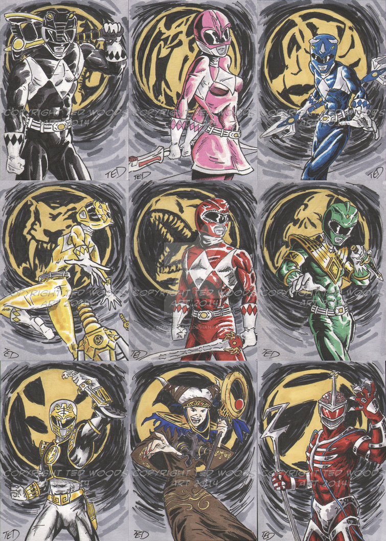 755x1057 Power Rangers Sketch Cards 1 By Tedwoodsart - Power Rangers Sketch