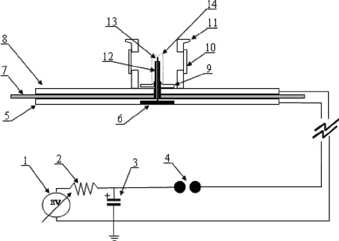 492x350 Sketch Of The Nf Discharge Device. (1) Power Supply. (2) Charging - Power Supply Sketch