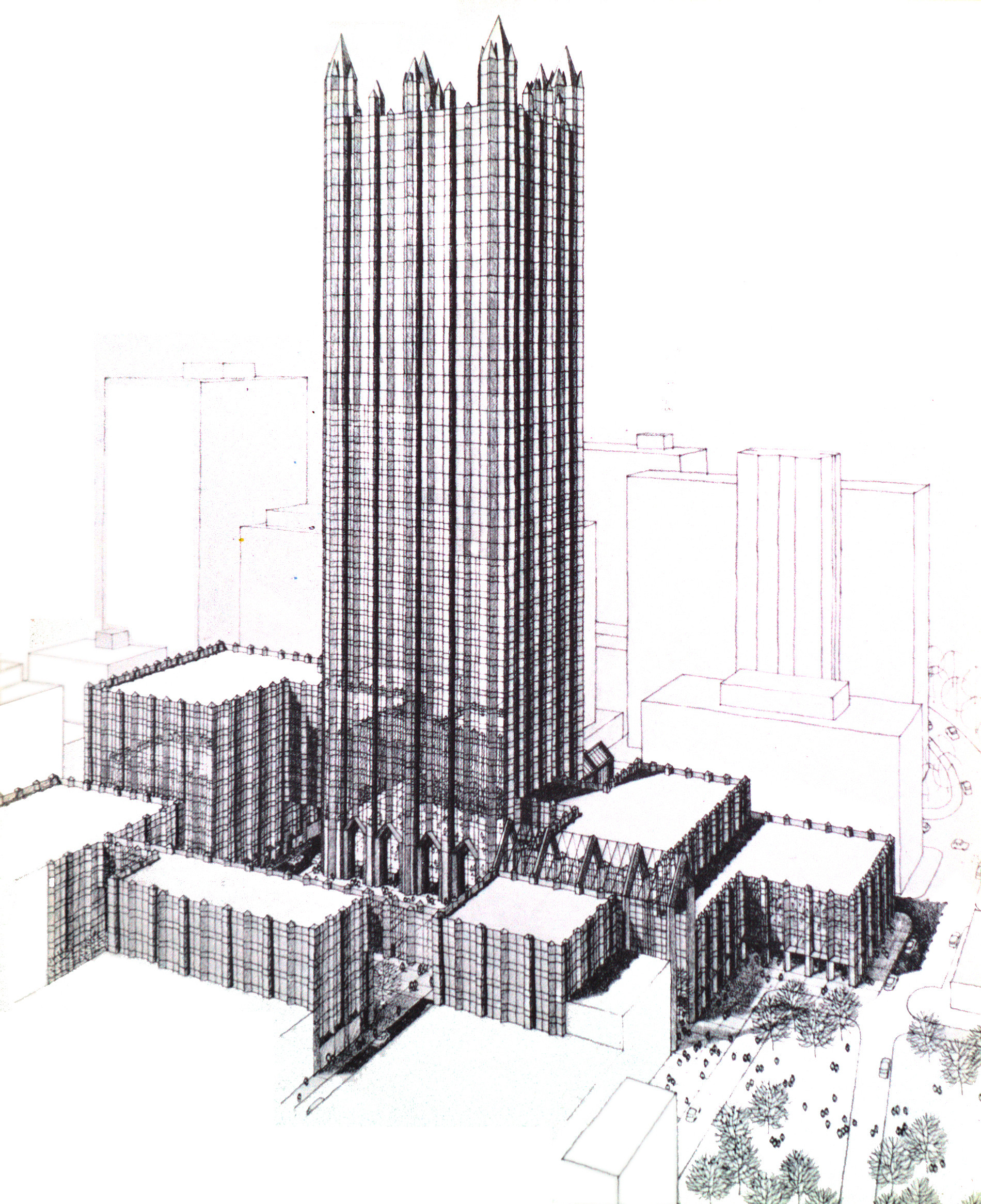 1900x2332 Gallery Of Ad Classics Ppg Place John Burgee Architects With - Ppg Sketch