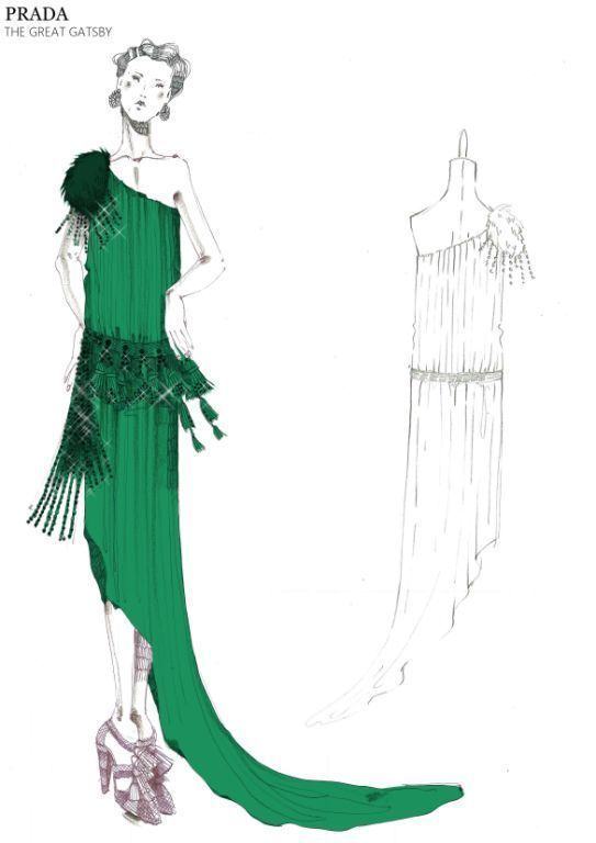 543x768 Prada The Great Gatsby Costume Sketch Costume Sketches - Prada Sketches