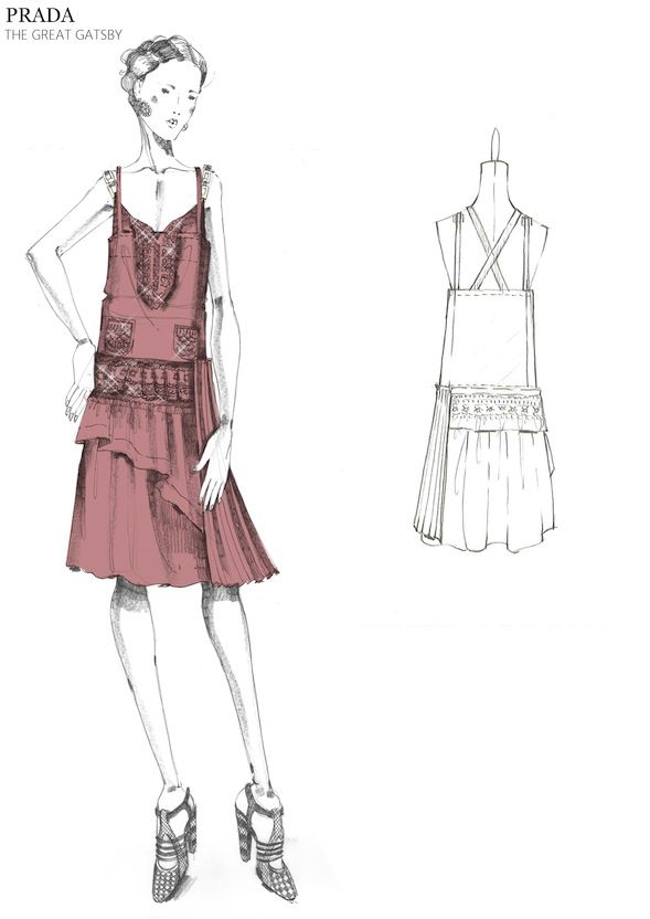 589x832 Prada Great Gatsby Sketch I Like The Sketch Quality Of The Garment - Prada Sketches