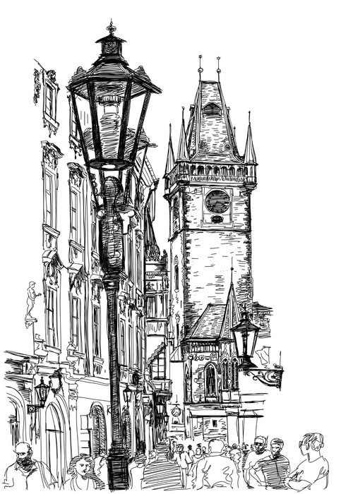 483x700 Prague, Czech Republic - Prague Sketch