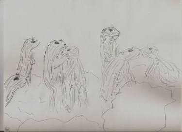 375x273 Prairie Dog Family Drawing By Bernadette Sava Saatchi Art - Prairie Dog Sketch