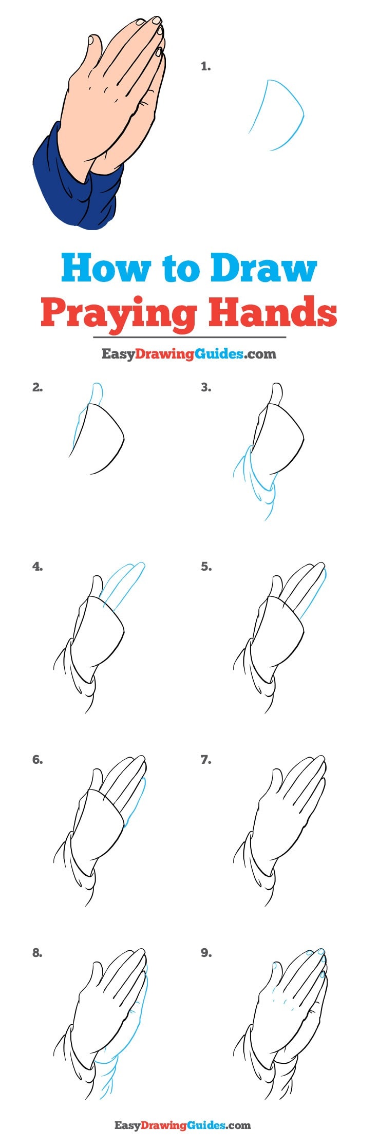 736x2233 How To Draw Praying Hands - Praying Hands Sketch