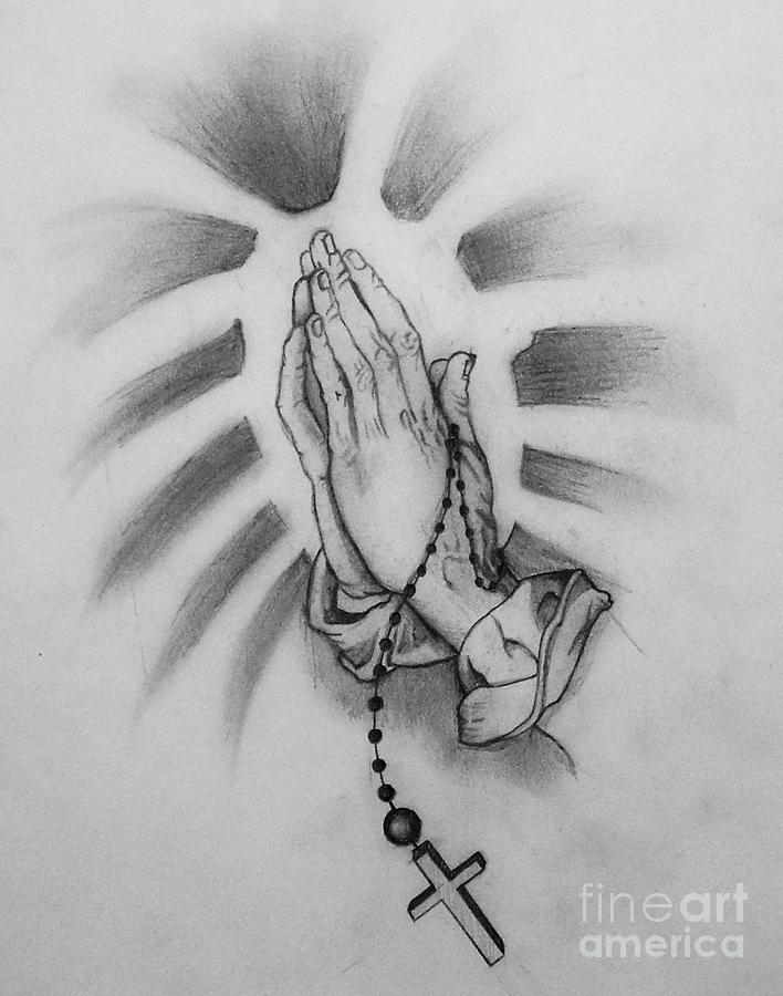 708x900 Praying Hands Drawing By Holly Hunt - Praying Hands Sketch