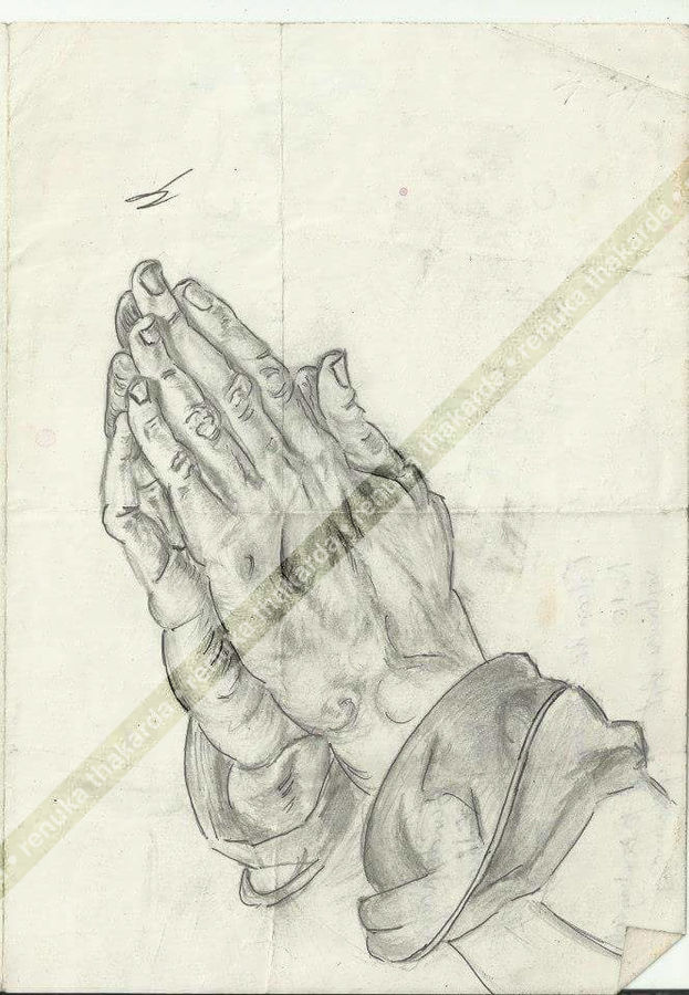 623x900 Praying Hands Sketch Painting By Artist Renuka Thakarda - Praying Hands Sketch