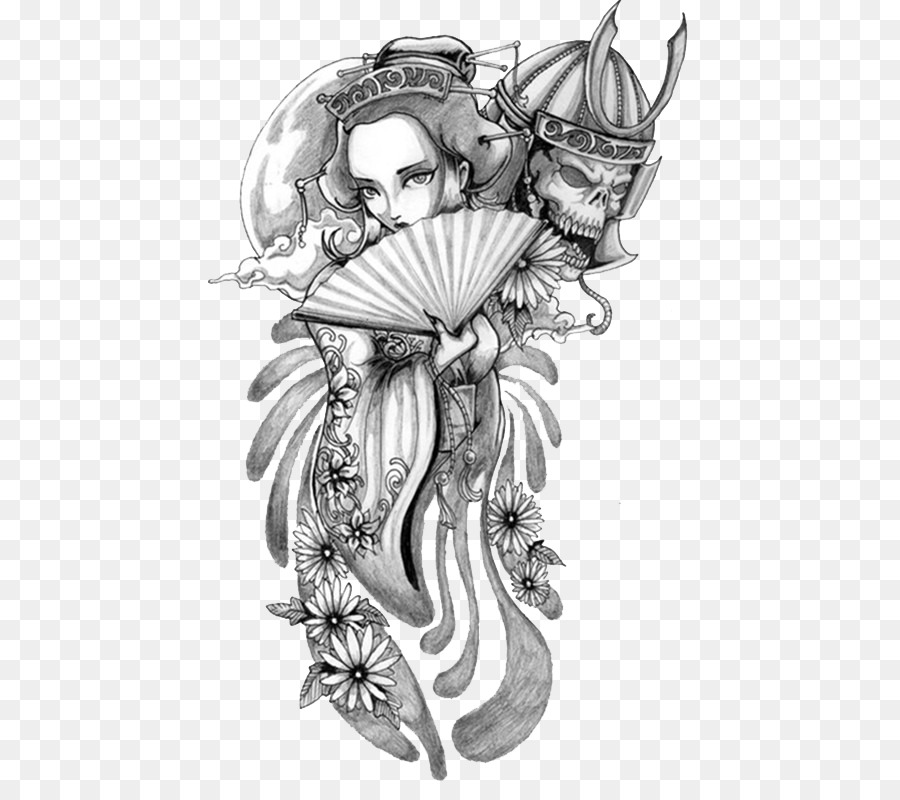 900x800 Praying Hands Tattoo Geisha Samurai Drawing - Praying Hands Tattoo Sketch
