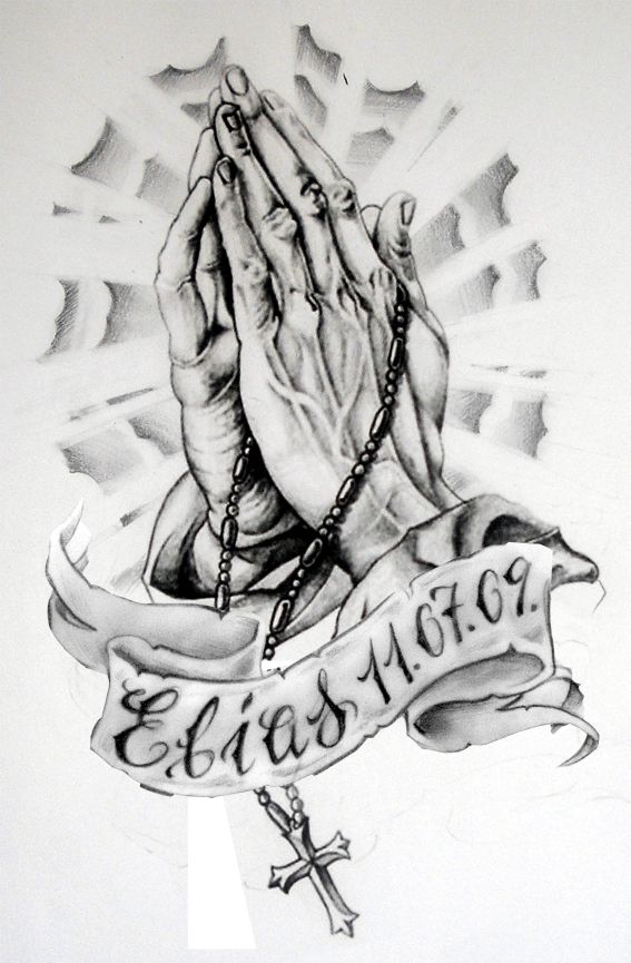 567x865 Old School Tattoo Design Xtreme Creations Llc Tattoos - Praying Hands Tattoo Sketch