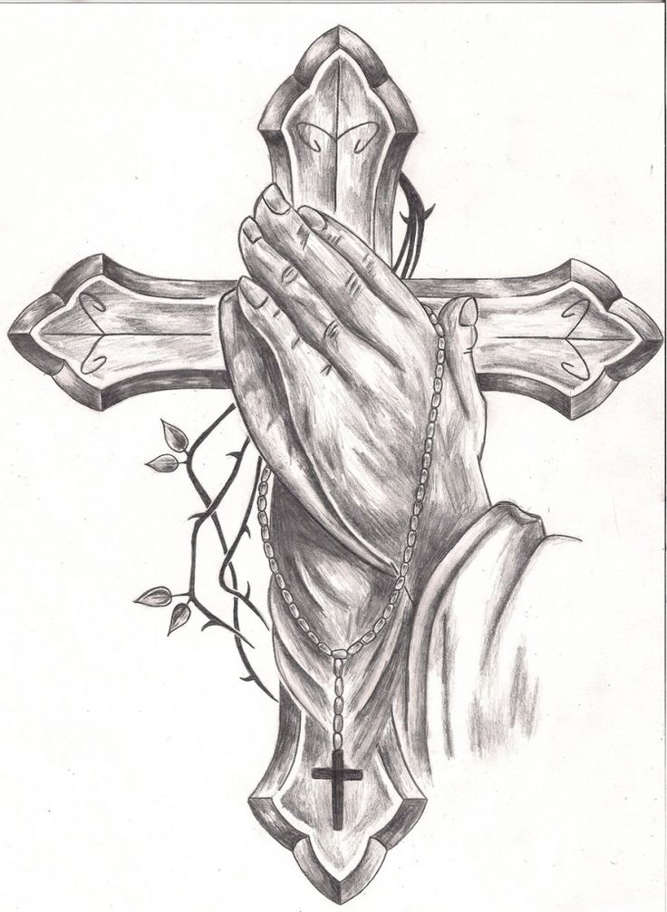 736x1006 Praying Hands With Rosary And Cross Tattoo Drawing - Praying Hands With Rosary Sketch