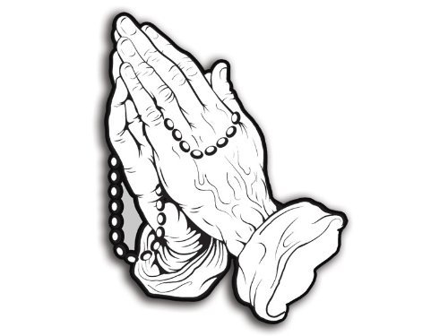 500x375 Praying Hands With Rosary Shaped Sticker (Christian Catholic Decal - Praying Hands With Rosary Sketch