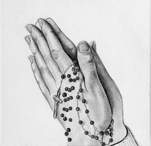 Praying Hands With Rosary Sketch at PaintingValley.com | Explore ...