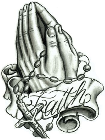 350x469 Praying Hands Tattoo Designs - Praying Hands With Rosary Sketch