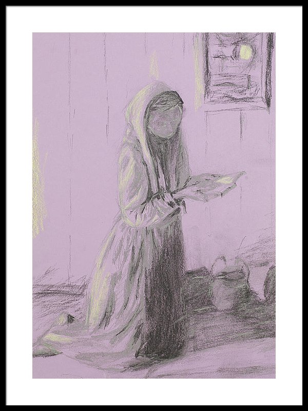 600x799 Poor Woman Praying, Pencil Sketch Framed Print By Dan Comaniciu - Praying Sketch