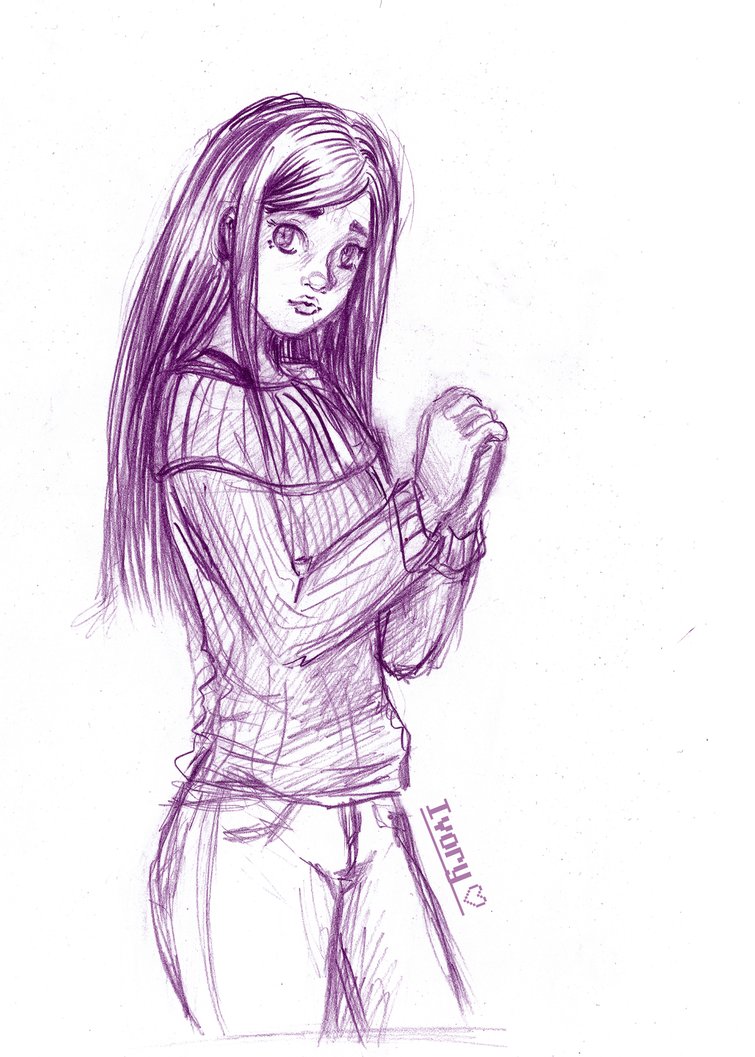 755x1057 Praying Girl Sketch By Ivory Calcium - Praying Sketch