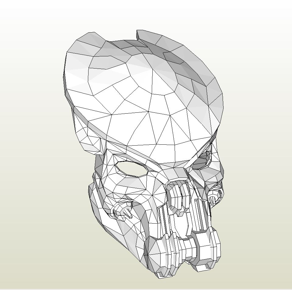 960x952 Papercraft .pdo File Template For Alien - Predator Mask Sketch