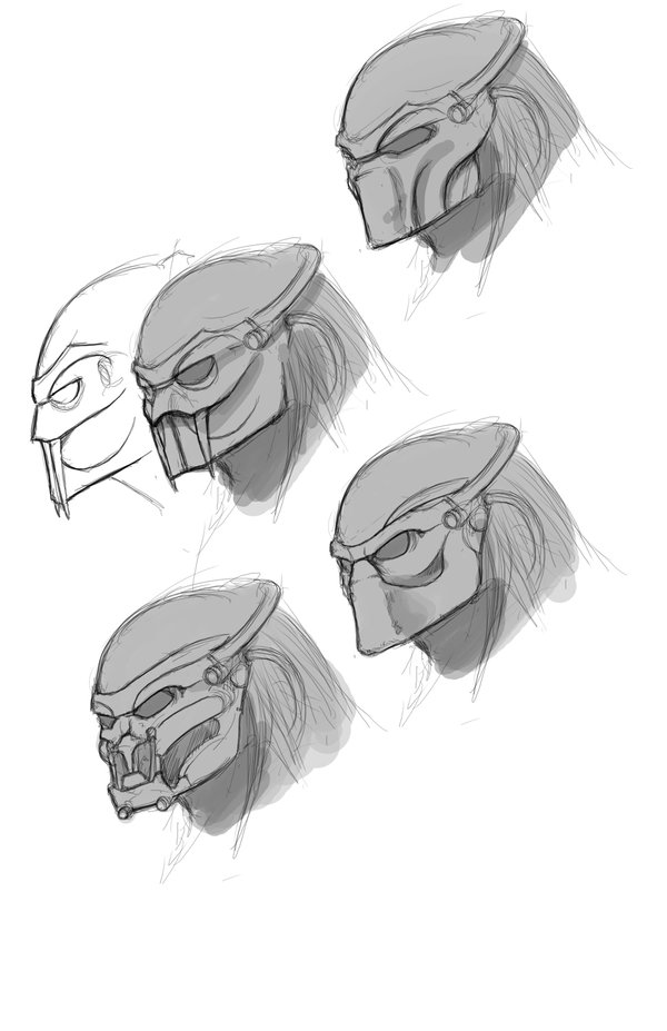 600x927 Predator Mask Sketches By Jedi Art Trick - Predator Mask Sketch
