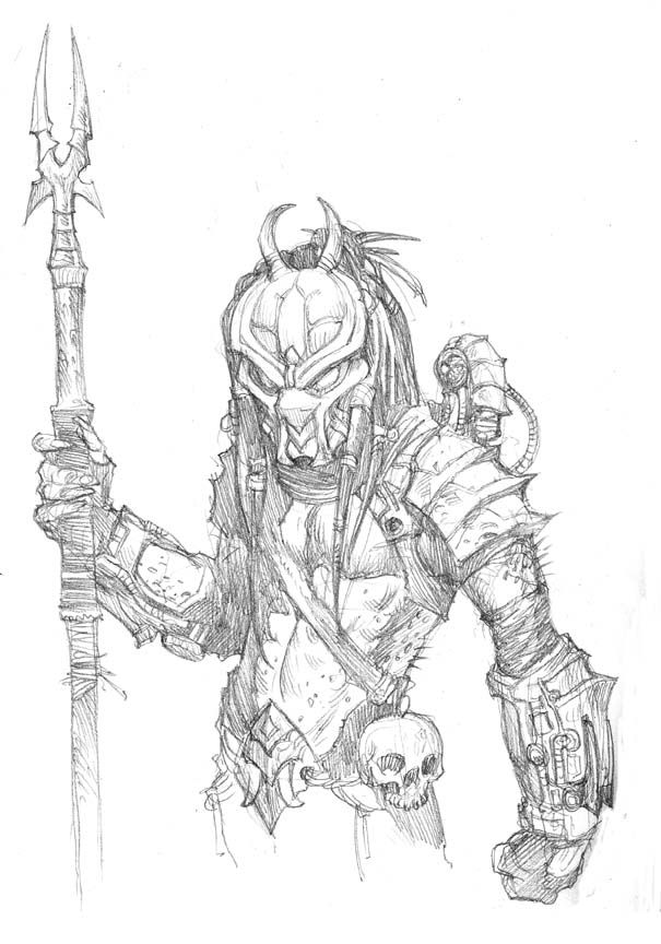 605x864 Prescott Draw Blog Sketch - Predator Mask Sketch