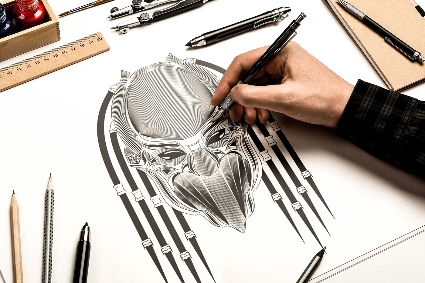 1400x934 Predators Khanh Tuyetduyet Kreakers Artofline Fred Alien Monsters - Predator Mask Sketch