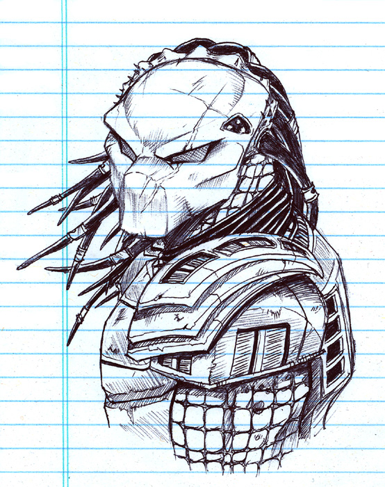 554x700 Predator Head Sketch By Tpollockjr - Predator Sketch