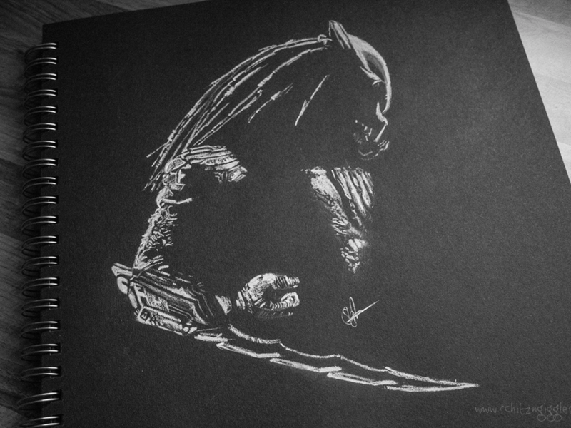 800x600 Predator Charcoal Sketch By Steve Irvine - Predator Sketch