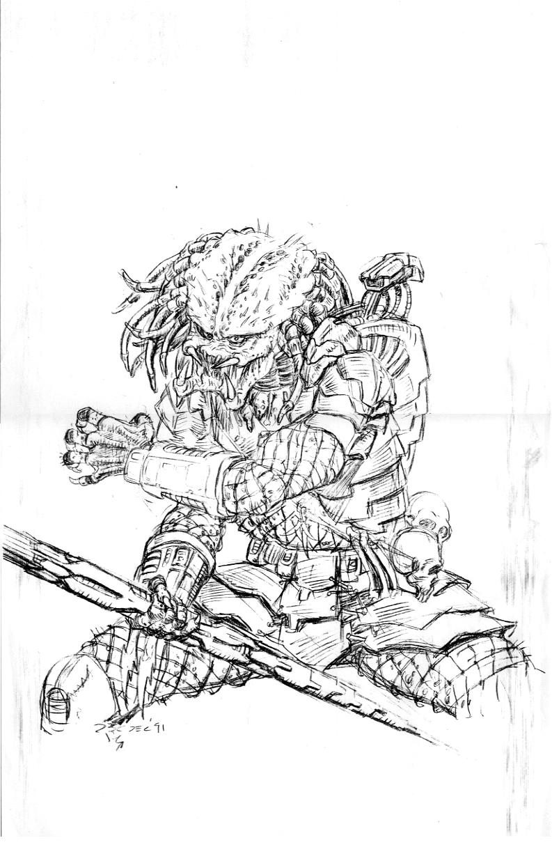 793x1216 Predator In Pacific War Sketch - Predator Sketch