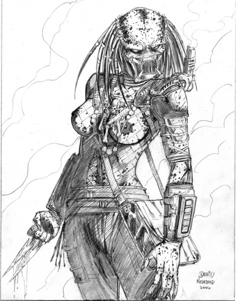 471x600 Predator Sketch By David Newbold - Predator Sketch