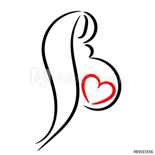 500x500 Beautiful Young Pregnant Woman. Symbol, Stylized Vector Sketch - Pregnant Lady Sketch