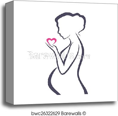 396x390 Canvas Print Of Pregnant Woman Symbol, Stylized Vector Sketch - Pregnant Lady Sketch