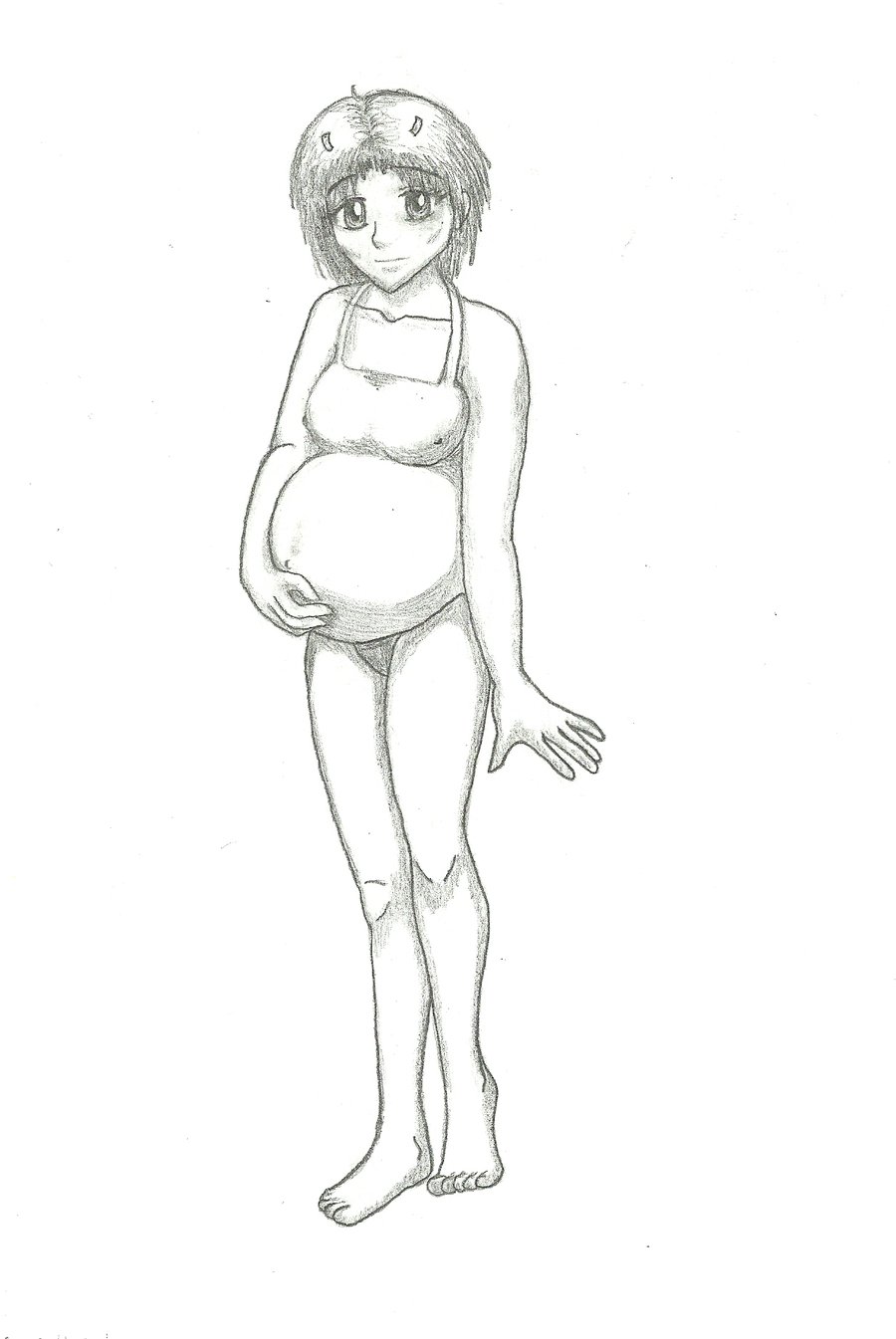 900x1345 Collection Of Pregnant Anime Girl Drawing High Quality, Free - Pregnant Sketch